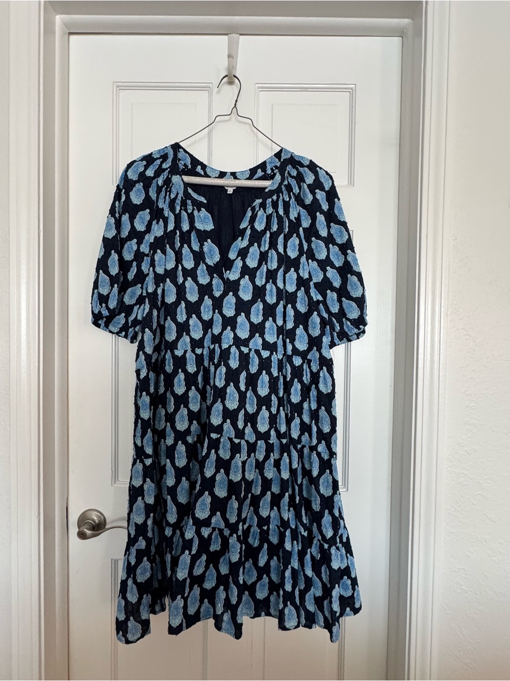 crown & ivy Navy Mini Dress with Light Blue Floral Pattern